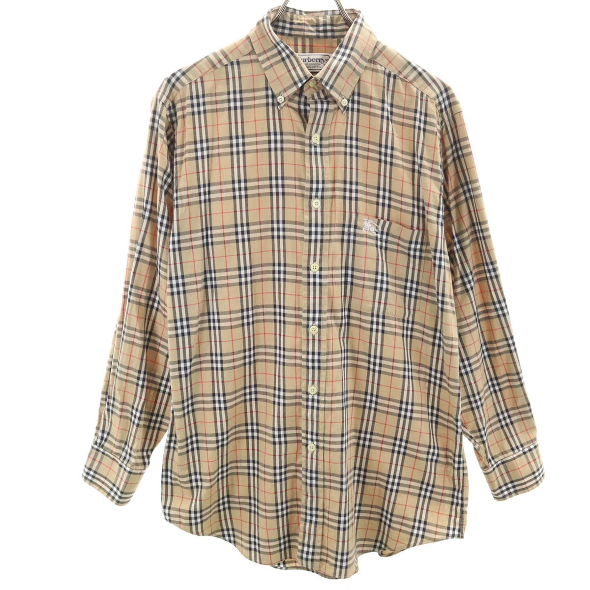 Burberrys バーバリーズ 90s オールド ノバチェック 長袖 ボタンダウンシャツ M ベージュ メンズ 古着