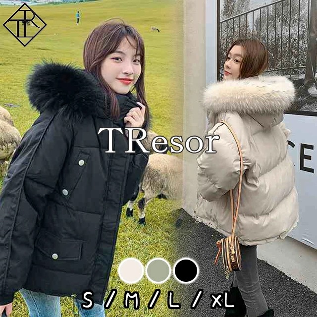 【即納】ダウンコート レディース ショート ダウン コート ダウンジャケット アウター 上着 大きいサイズ フェイクダウン 中綿 フード エコファー 袖ベルト ショート丈 長袖 シンプル カジュアル