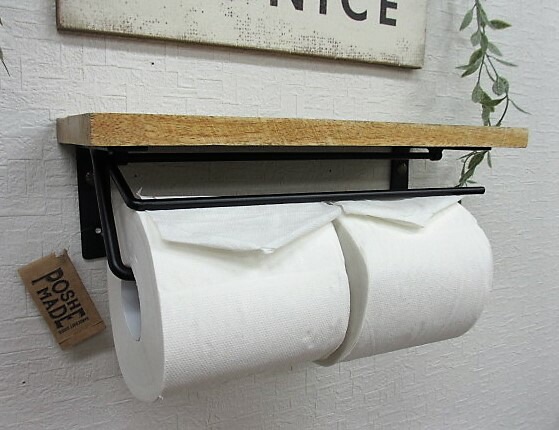 アイアン木製　トイレットペーパーホルダーM 41283 押さえ金具付きシェルフ型ツインタイプ/カントリー雑貨トイレ用品キッチンバストイレタリーギフトプレゼントポッシュリビング箱80