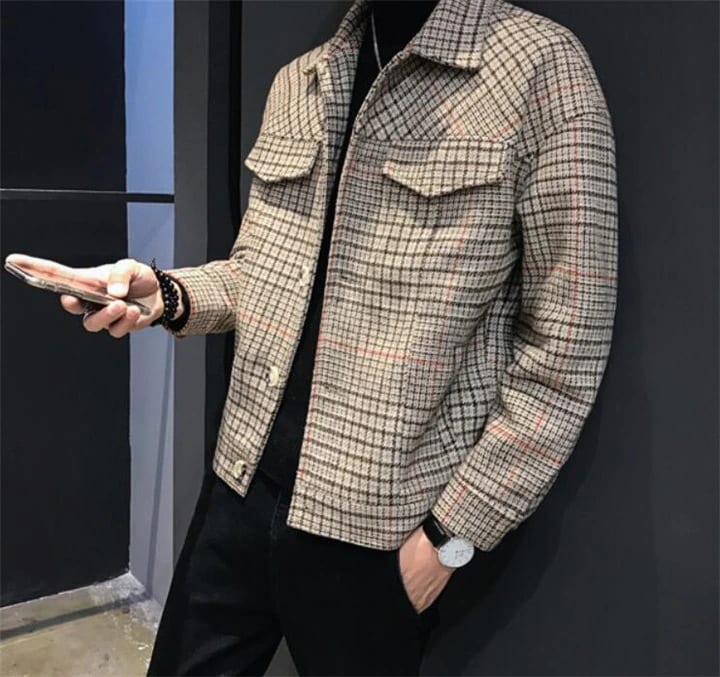 お買い得TimeSALE実施中 メンズ トレンチコート ファッション 短いスタイル 韓国 ゆったりする ハンサム チェック柄 ジャケット 秋冬 チェスターコート 百掛け カジュアル コート タイド