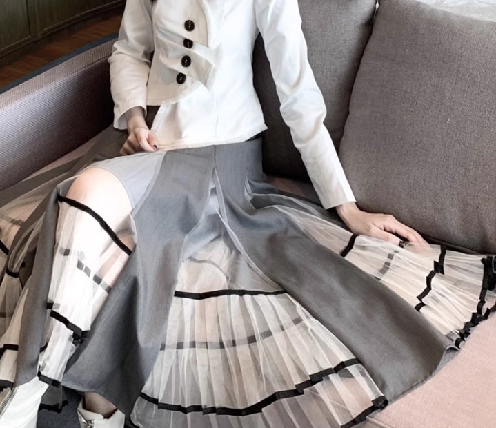 スカート プリーツスカート ロング フレア プリーツ レース 大人可愛い きれいめ おしゃれ 夏 秋 OL 学校 デート お出かけ S M ホワイト ブラック グレー
