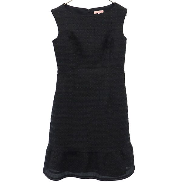 日本製 総柄 ノースリーブ ワンピース 2 ブラック レディース