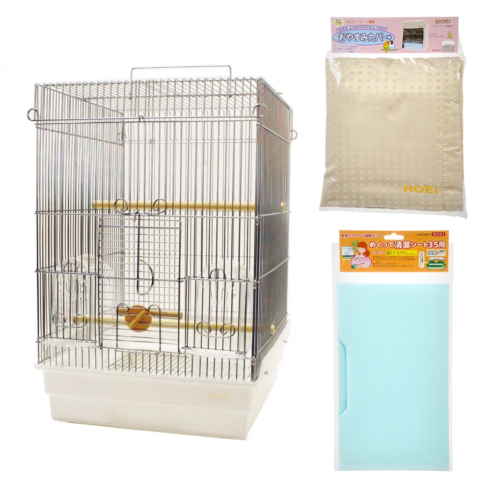鳥籠　ＨＯＥＩ　３５手のり　ステンレス　飼育スターターセット（３７X４１．５X５４．５ｃｍ）ステンレス　ホワイト　ＣＲＣ55―10―10―00―00