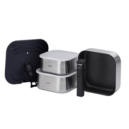 四角いフライパン SUTTO(スット) フライパンセット 7点 IH対応 ガス火対応 着脱式 選べるSUTTO ステンレスシリーズ シルバー ドウシシャ