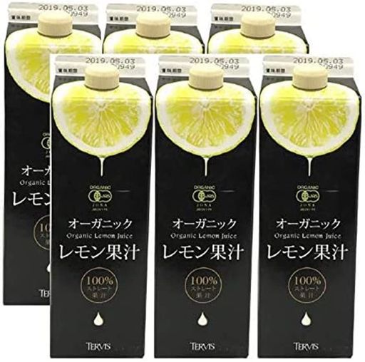 テルヴィス 有機レモン果汁 1000ML 6本セット 7,377円