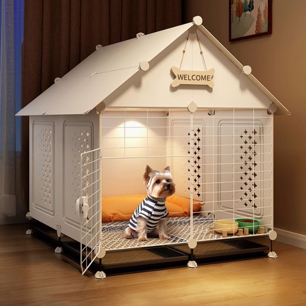 犬 ペットキャリー 犬舎 ドッグハウス ペットハウス 犬 サークル キャスター付き 犬小屋 ペット ペットサークル ペット ペットサークル 室内 犬ゲージ 小型犬中型犬大型犬に適しています(71*