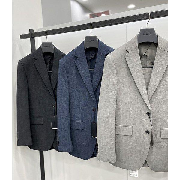 メンズ ベーシックフィット リネン混紡 ストレッチ 伸縮性の高い夏コンビジャケット 3色_JK