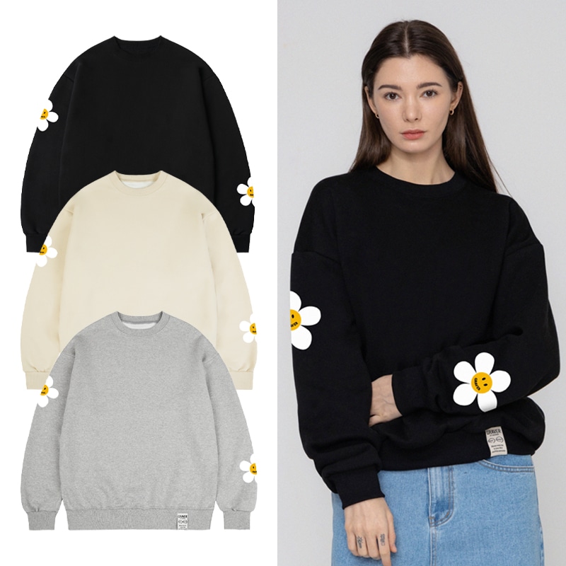 [UNISEX]Multi flower dot smile sweatshirt_3color