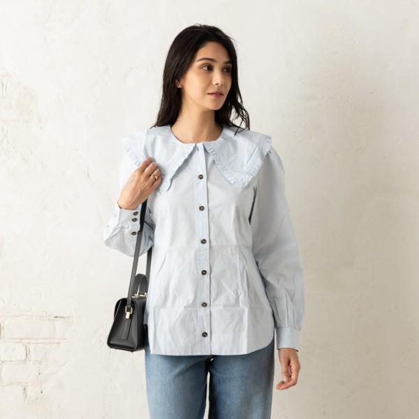 シャツ ブラウス ブルー レディース F8638 694