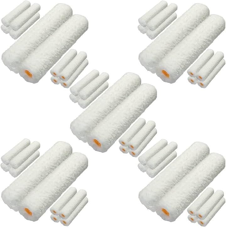塗装ローラー マイクロファイバー スモール ペイント ペンキ 用品 6インチ 14ミリ 50本(ホワイト, 6inch_14mm)