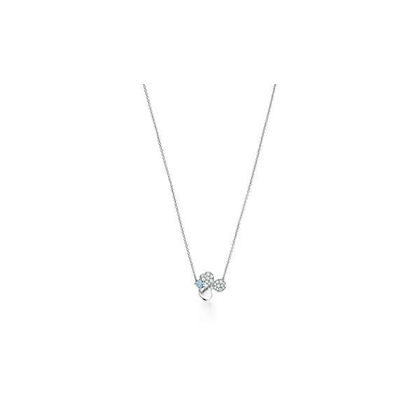 ティファニー TIFFANY ネックレス プラチナ ダイヤモンド アクアマリン フラワー チェーン 41cm
