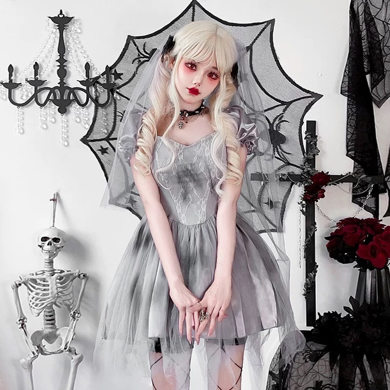 正規品鬼花嫁 * ゴシック暗黒花嫁嫁入り糸cos服 アニメコスチューム精怪節コスプレ衣装