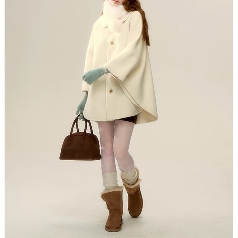 アウターファー毛皮アウター高級感のあるリバーシブルジャケット女性毛並みマフラーマントコート開襟ゆったり保温