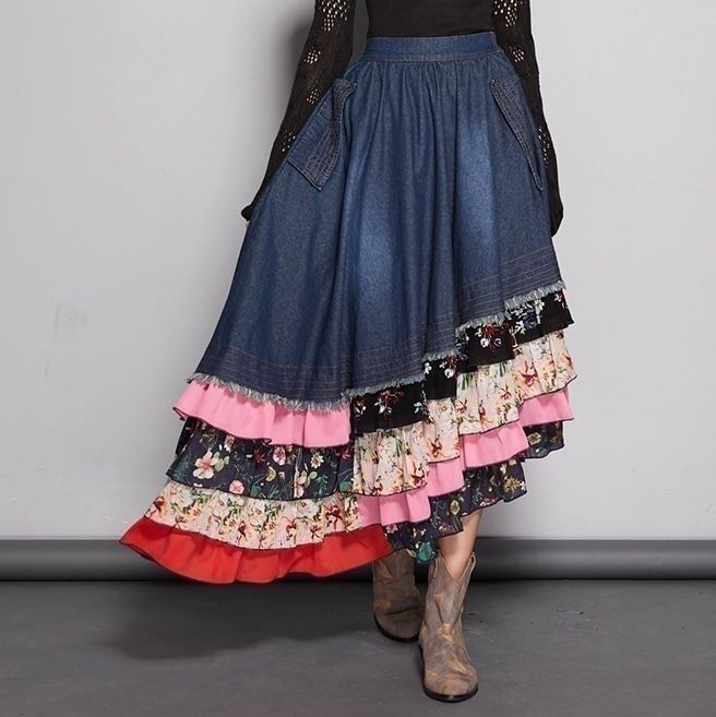 イレーンファッション オリジナルデザイン 大人かわいい レディース ボトムス ロングスカート フリル