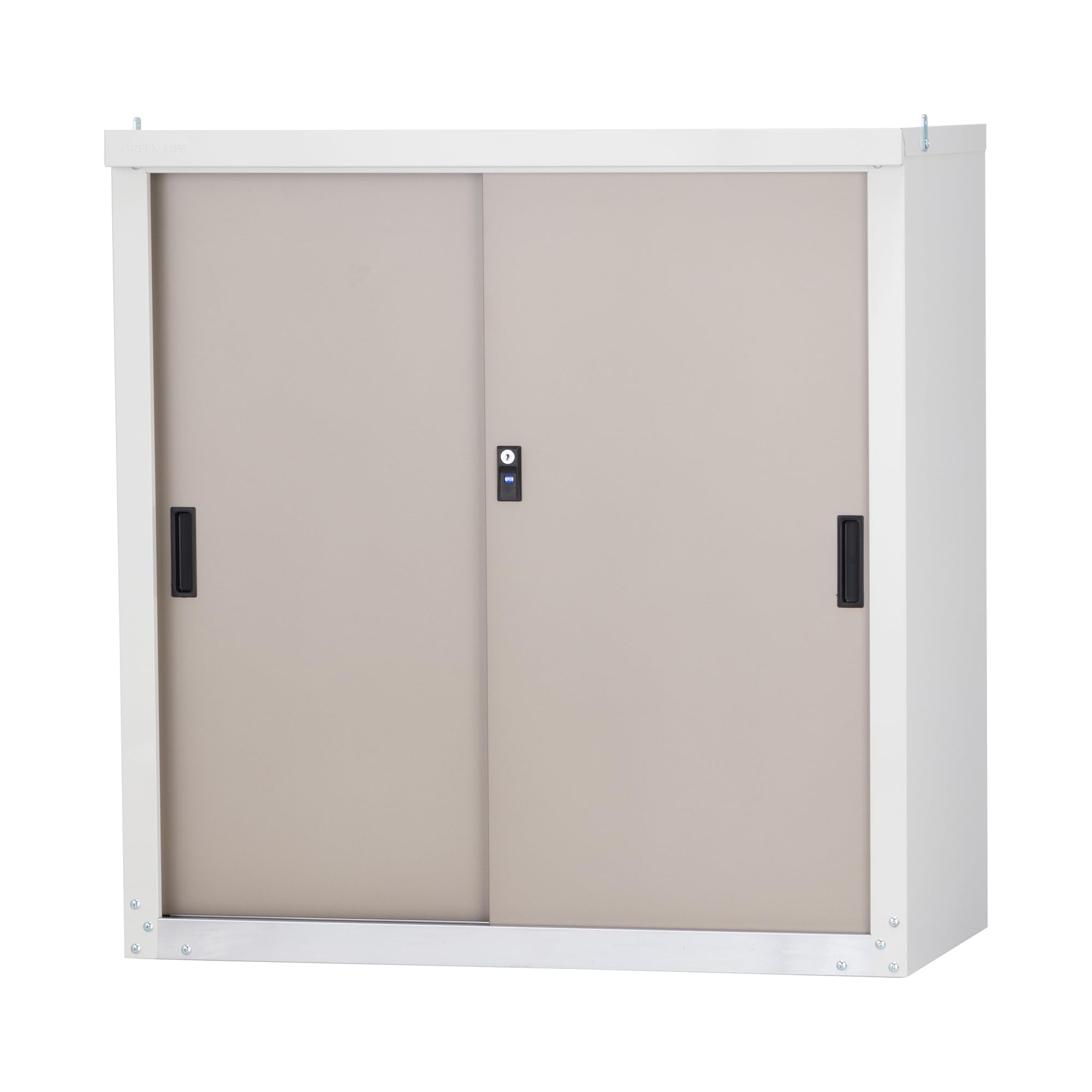 グリーンライフ 物置 収納庫 屋外 小型【日本製】棚板1枚・鍵付き(幅89×奥行47×高さ92cm)チタングレー サビに強いステンレスレール 調整可能な可動棚 HS-92SRE(TGY)