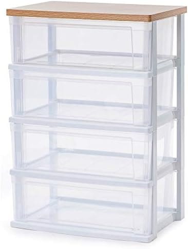 アイリスオーヤマ チェスト ワイド 4段 日本製 簡単組み立て 幅54.5奥行き39.1 フレンチオーク木天板