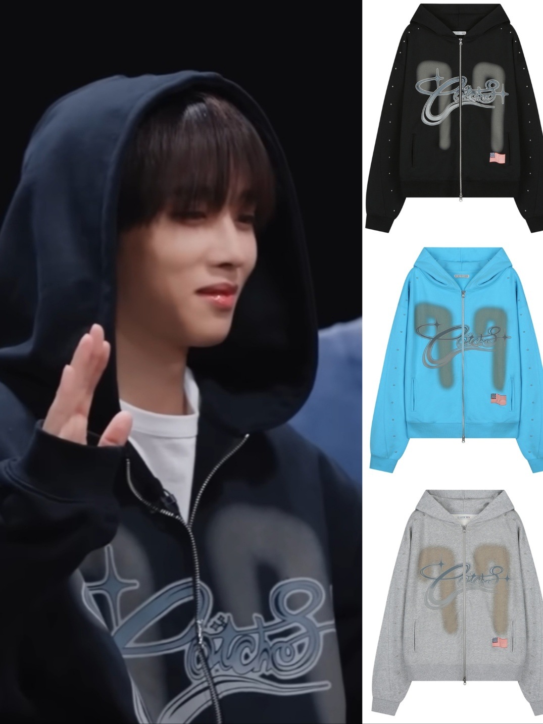 THE BOYZ ソヌ 着用 LUCKY77 HOODED ZIP UP 3色