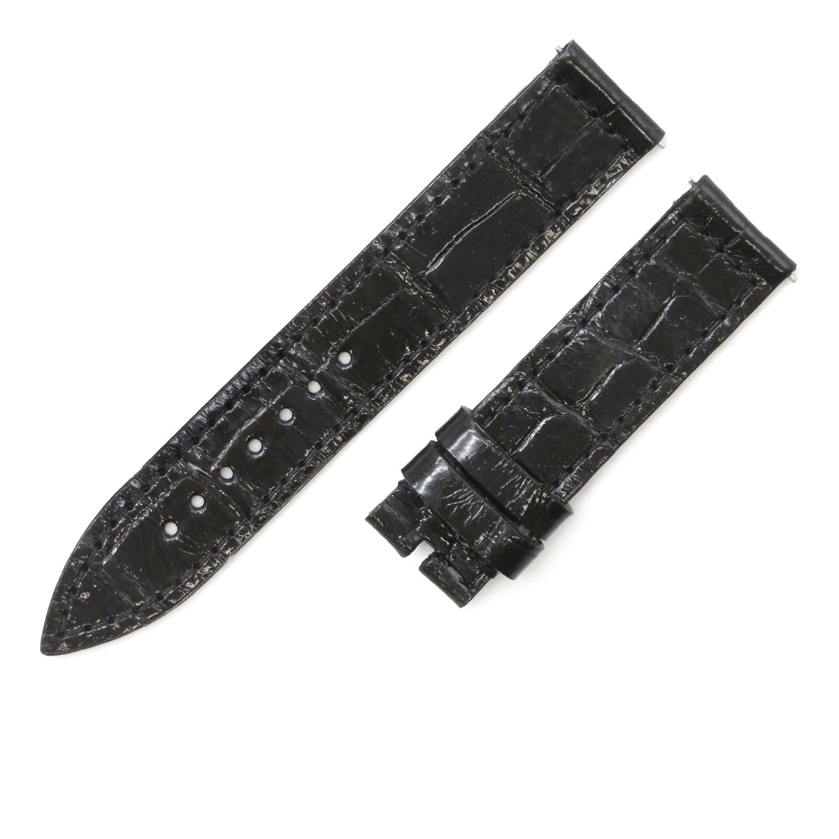 ロングアイランド 900/902用 クロコバンド レディース 未使用 純正 替え ベルト シャイニー 16mm 黒 3年保証