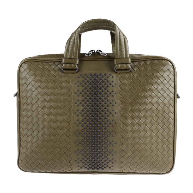 美品 BOTTEGAVENETA ボッテガヴェネタ ビジネスバッグ 533761 VBLZ22 374 イントレチャート ラムスキン ナッパレザー オリーブ系 2WAY ブリー【本物保証】