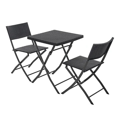 【国内即日発送】ガーデン テーブル セット 3点セット ラタン調 折りたたみ ガーデンファニチャー バルコニー アウトドア 屋外 省スペース コンパクト ベランダ