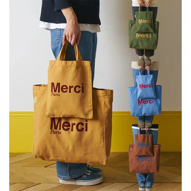 メルシーパリ コットンBIO製 レディースファッション トートバッグ Sサイズ / Lサイズ 4 カラー展開
