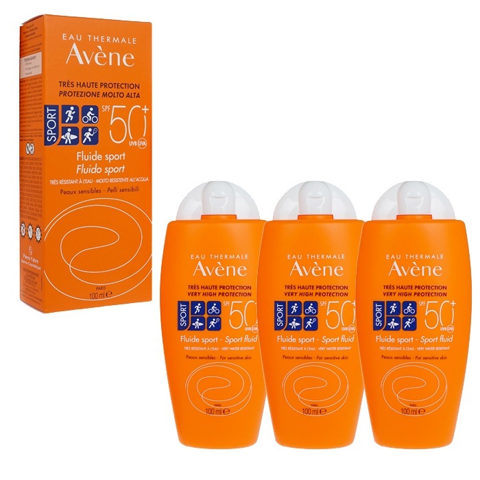 アベンヌ スポーツフルイド SPF50+ 100ml 3本 Avene Fluide Sport 敏感肌用 顔 体 海外発送 日時指定不可 国際書留郵便