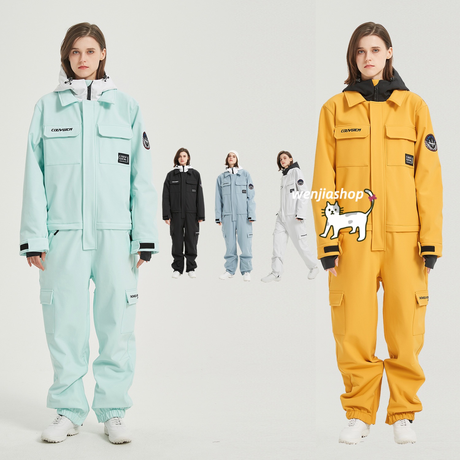 （1～3日で出荷）スノーボードウェア つなぎ 上下セット レディース メンズ 防水10000mm スキーウェア オールインワン パンツ 韓国風 男女兼用 スノボウェア プルオーバー 防水 防寒防雪保温