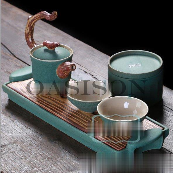 割引が多い中国徳化陶磁器五行茶道具セット金木水土火　急須＊１　コップ＊２旅行急須　乾燥茶盆父の日ギフト