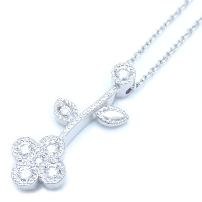 ダイヤモンド ネックレス フラワーモチーフ ダイヤモンド0.18ct Pt900プラチナxPt850プラチナ /290296【中古】