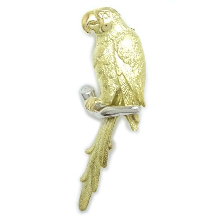 鳥モチーフ ブローチ ダイヤモンド0.01ct K18YG イエローゴールドxPt900プラチナ /78957【中古】