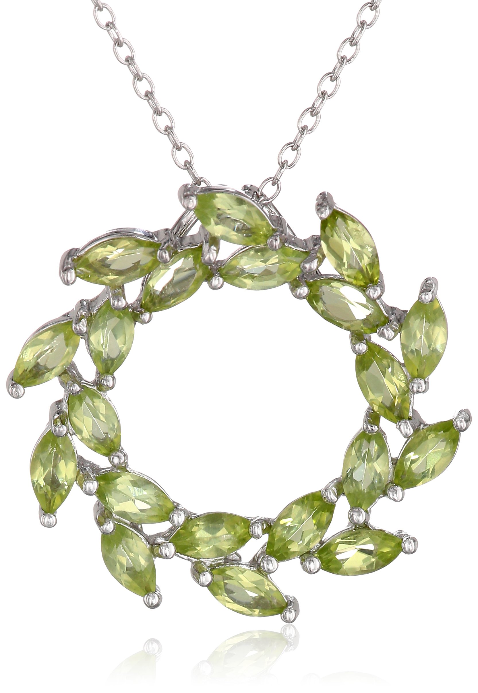 スターリングシルバー リーフデザイン サークルペンダントネックレス 18インチ