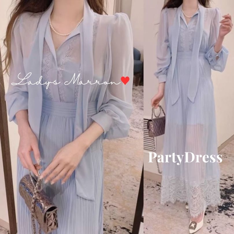【即納】パーティードレス 韓国 個性的 かっこいい レースワンピース お呼ばれドレス 結婚式 ワンピース プチプラ 結婚式 お呼ばれワンピース 二次会ドレス 服 フォーマルワンピース 春 秋 長袖 ロ