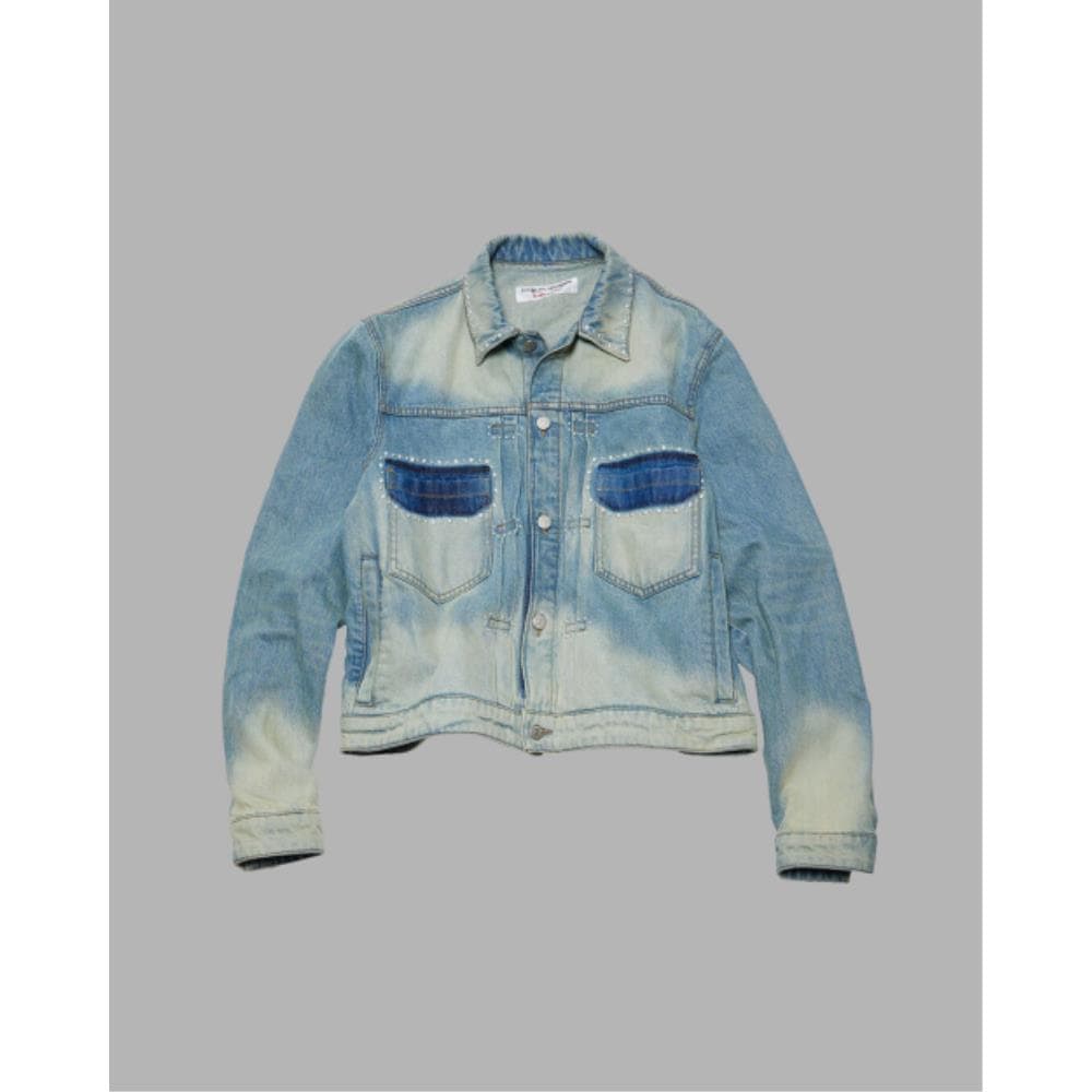 THE MUSEUM VISITOR RIPPED OFF POCKET STUD DENIM JACKET W