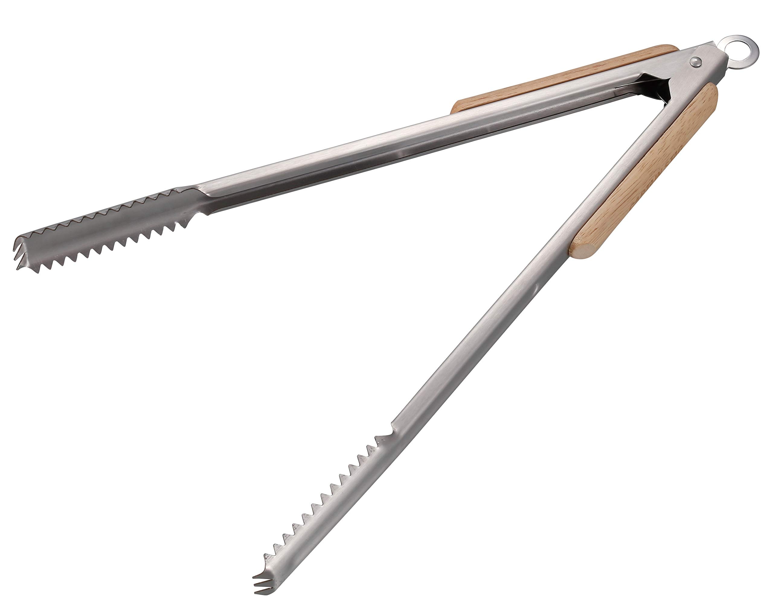 キャプテンスタッグ(CAPTAIN STAG) 炭バサミ トング BBQ ウッドグリップ 炭バサミ 35cm ステンレス製 ストッパー付き UG-3286