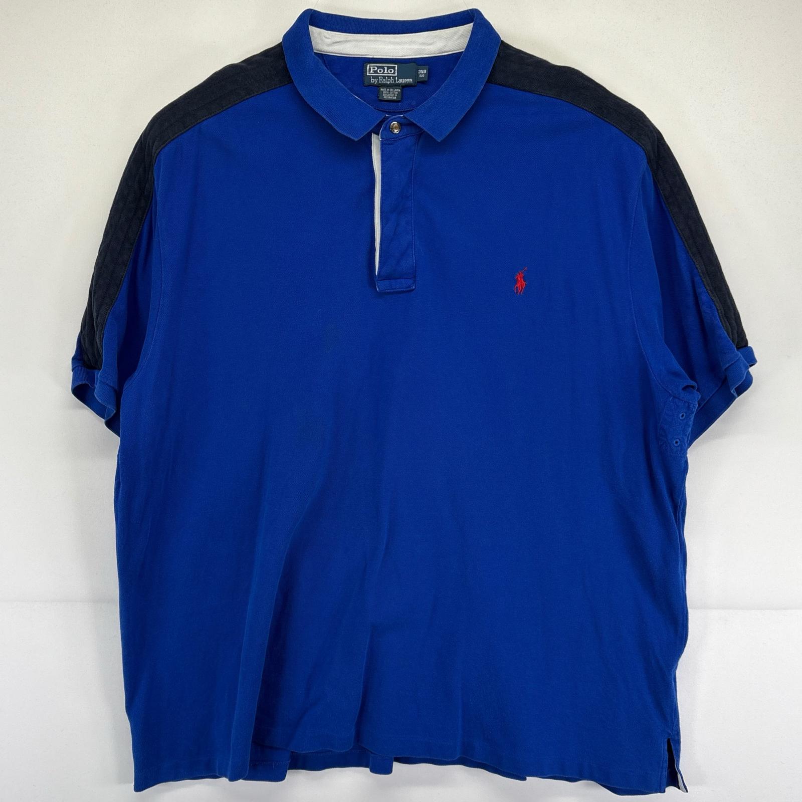 古着 90s/90年代 ポロバイラルフローレン Polo by Ralph Lauren 半袖 ラガーシャツ ワンポイントロゴ 大きいサイズ スナップボタン 3XB ブルー メンズ