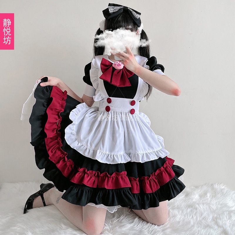 ハロウィンメイド衣装ゴシックスタイルダークレッドカレッジスタイルロリータ悪魔ロリータ魔女ドレス