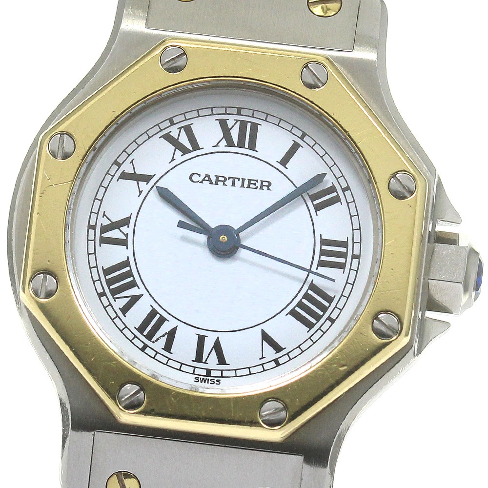 カルティエ CARTIER サントスオクタゴンSM クォーツ レディース 保証書付き_870016【中古】