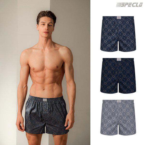 60番手 朱子織り ベルディ 純綿トランクスパンツ 男性四角下着 3種セット_P367977684