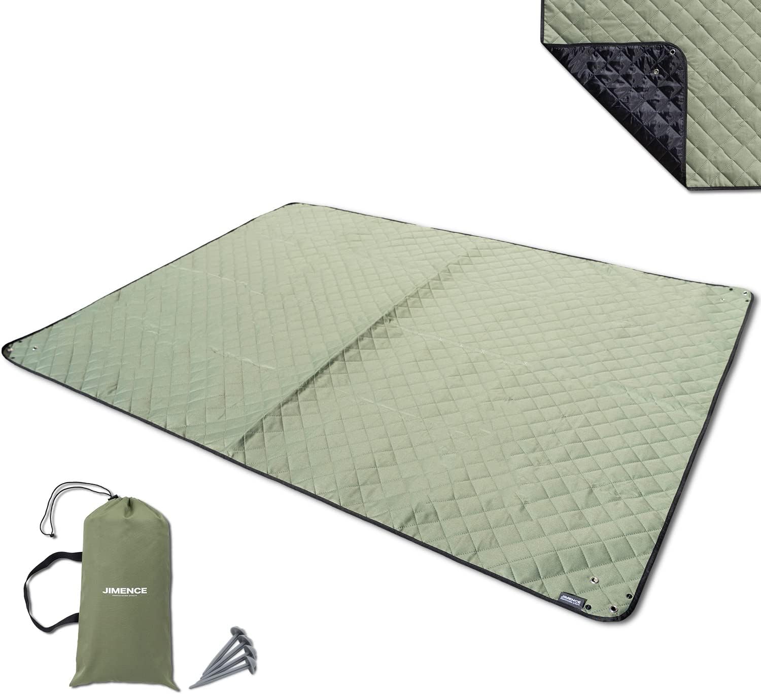JIMENCE ジーメンス レジャーシート 厚手 収納袋付き 1-3人用 200×150cm キャンプマット グリーン
