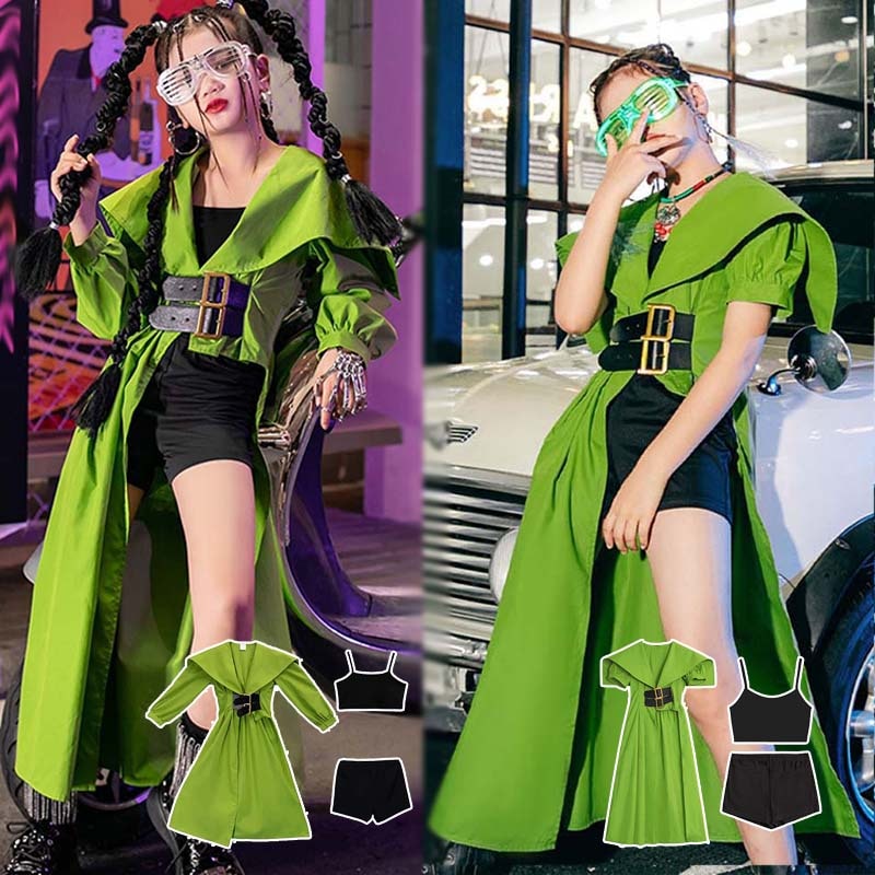 期間限定ランキング受賞【3点セット】ダンス衣装 グリーン タンクトップ パンツ 子供 キッズ 女の子 ジュニア 衣装 ジャズダンス 衣装 jazz チアリーダー チアガール 衣装 ステージ衣装 短袖