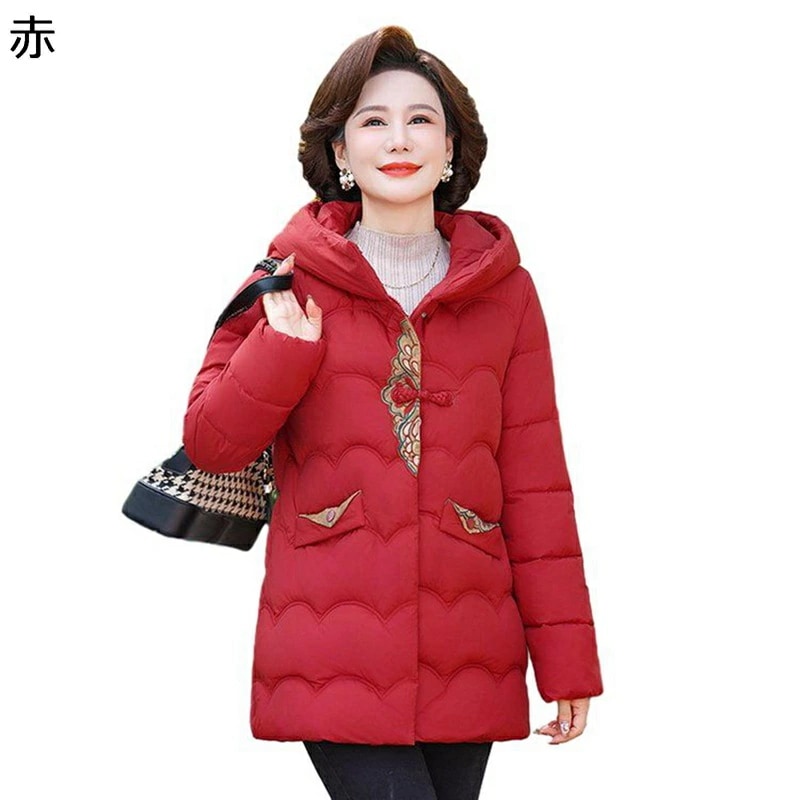 レディース ジャケット コットンジャケット 裏ボア 刺繍ポケット 長袖 中綿 綿服 保暖保温 雪対策 厚い やわらか 撥水 アウトドア 上着 トップス 婦人 シニアアウター 秋冬 高齢者 老人