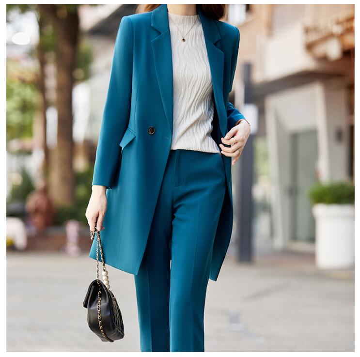 レディーススーツ ロング丈ジャケット 事務服 パンツスーツ スーツセット ビジネススーツ リクルートスーツ セットアップ フォーマル 秋冬 長袖 ママスーツ 卒業式 入学式 洗える 七五三 セレモニー