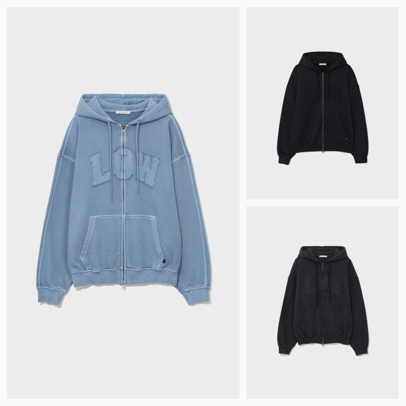 【LOW CLASSIC】 26SS LOW WASHED ZIP-UP HOODIE : 3COLORS