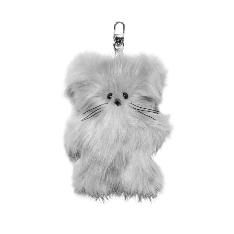 韓国雑貨 CAT KEY RING (LIGHT GREY) ねこ ぬいぐるみキーホルダー