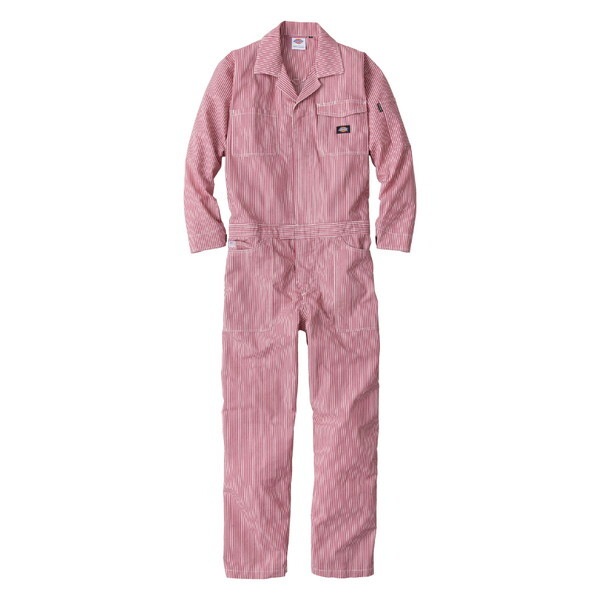 D7106 レッド 4L ライト ストレッチ ヒッコリーツナギ