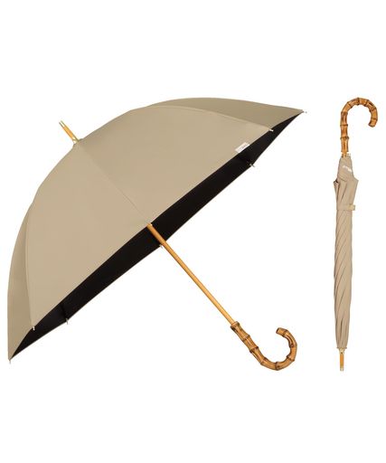 【2026】最強の日傘 UVO(ウーボ) CALM 8本骨 無地 ライトブラウン(限定色) 遮熱/遮光率100%/UVカット率100%/UPF50+/晴雨兼用 長傘 親骨55cm レディース バンブー