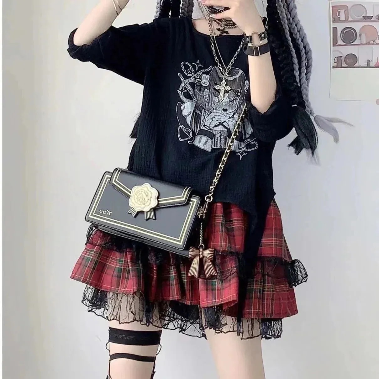 2way痛バッグキショルダーバッグ優雅なチェーンバラ便り肩斜覆蓋封筒痛バッグ量産型　地雷小食量二次元クチャミニ今日は30パーセント