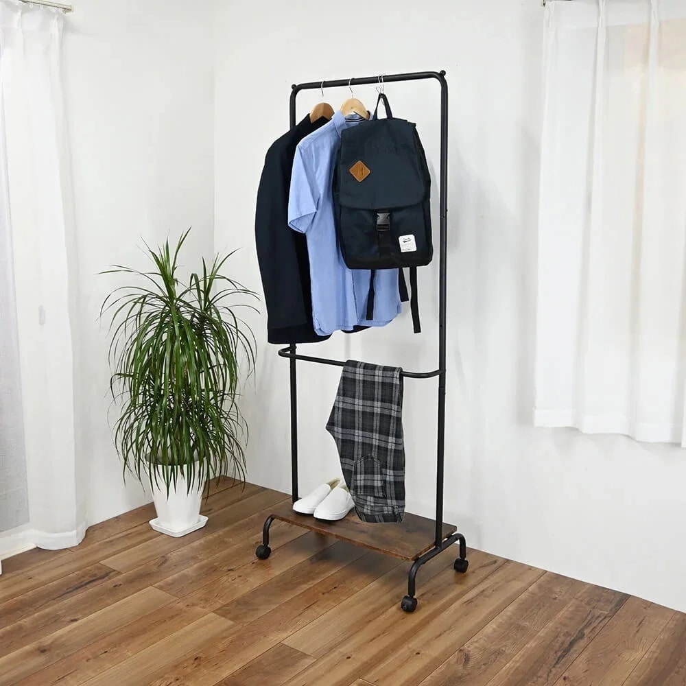 フクダクラフト キャスター付き2段ハンガー HS-C170 VBR ハンガーラック はんがー 2段 キャスター 移動 便利 頑丈