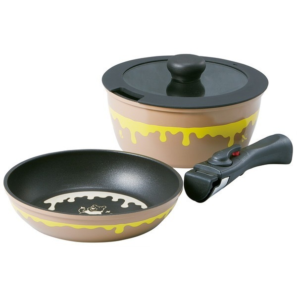 取っ手が取れる 鍋 & フライパンセット ディズニー くまのプーさん ANFP2-A [鍋 & フライパンセット(IH対応)]