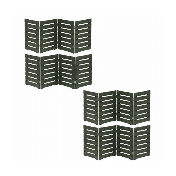 住まいスタイル WF-120YK-4P-DGN 折り畳めるウッドミニフェンス120(横ボーダー) 4枚組 ダークグリーン メーカー直送